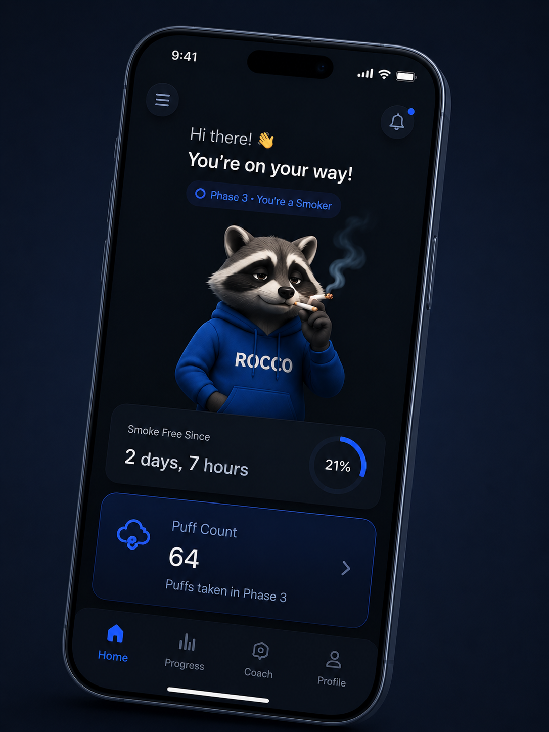 Rocco Smoker app home screen
